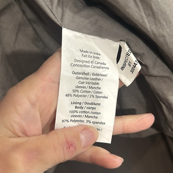 Grey Leather Jacket with Hood - Picture 3 of 4